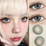 Popxstar  2Pcs Kroean New Colored Contact Lenses with Prescription Myopia Degree 0.00- 8.00 Black Eye Soft Lens Eye Beauty Pupil