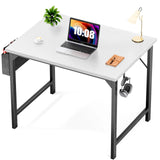 Popxstar Computer Desk Writing Study Office Gaming Table Modern Simple Style Compact with Side Bag Headphone Hook Easy Assembly