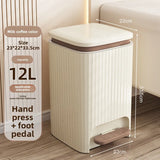 Popxstar  9/12L Wastebasket Pressing Type Recycle Bin with Pedal Lid Luxury Large Capacity Trash Bin Home Use Bathroom Kitchen Trash Can
