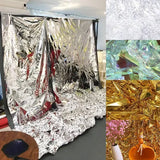 Popxstar PVC Tin Film Paper Silver Reflective Mirror Surface Water Ripple Reflection for Photography Props Background Decoration Fabrics