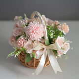 Popxstar Hand-woven Wedding Flower Basket With Handle Wicker Sundries Basket Wedding Flower Girls Basket for Home Picnic Storage Basket