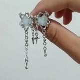 Popxstar Korean Fashion Jewelry Shining Rhinestone Hollow Heart Drop Earrings for Women Girls Vintage Red Crystal Earrings