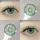 2Pieces Colored Contact Lenses Bueatiful Pupil Color Circle Lens Green Iris Prescription Yearly Natural Coloured Contacts