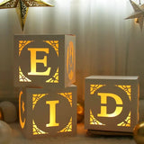 Popxstar Eid Mubarak Transparent Box Letter Balloons Box Ramadan Kareem Decor Balloon Party Decoration Muslim Islamic Balloon Accessories