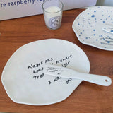 Popxstar Ele White Cerc Western Dinner Plate with  Knot Simple Design Oval ape Fi Plate Home Use Cake Serving Di