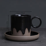 Creative Retro Coarse Ceramic Flow Glazed Coffee Cup Plate Set Latte Cup Home Makeup Cup