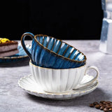 Popxstar  220ML Coffee Mug Cup Ceramic English Afternoon Tea Cup And Saucer One Set Porcelain Cup Breakfast Lemon Tea Milk Cups Coffeeware