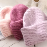 Popxstar High Quality Thickened Knitted Beanies Hat Women Men Skiing Gorras Winter Rabbit hair Warm Wool Caps Ear Windproof Cycling Hats