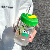 Cute Bubble Boba Pearl Milk Tea Straw Water Bottle High Borosilicate Glass Heat-resistant Leakproof Coffee Juice Cup Drinkware