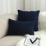 Fashion Car Backrest Cushion Cover Soft Faux Suede Home Decorative Navy Blue Pillow Cover Woven Pattern Green 45x45cm/30x50cm
