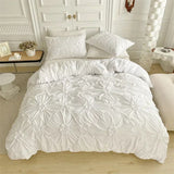 Popxstar  Three-dimensional Pinch Pleated Crafts Double Duvet Cover Set 220x240 Solid Twist Flowers King Size Bedding Set Quilt Cover Set