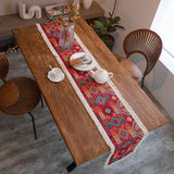 Popxstar Vintage Jacquard Cotton and Linen Tassel  Table Runner Christmas Party  Wedding Kitchen Table Fabric Home Coffee Table Decor