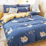 Popxstar  New Fashion Print Queen Size Bedding Set King Size Daisy Printed  Duvet Cover Set with Flat Sheets Cozy Durable Bedding Sets