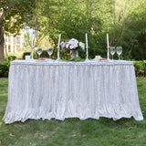 Popxstar Light Gold Sequin Table Skirt Tablecloth Glitter Sparkly Shimmer Rectangle Table Covers for Birthday Party Event Wedding Decor