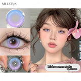2pcs New Fashion Pink Colored Contacts Lenses for Eyes Cosmetic Blue Contact Lenses with Diopters 0~-8.00 Degree Lens