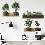 Popxstar 3PCS Green Plant Cactus Potted Wall Stickers for Bedroom Living Room Bathroom Home Decoartion Wall Decals