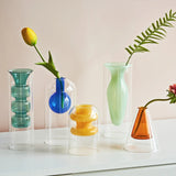 Popxstar Double Wall Glass Vase Art Decorations Flower Plant Container Vase Home Decor Accessories Desktop Crafts Terrarium Decoration