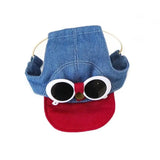 Adjustable Pet Visor Baseball Hat Multiple Patterns Denim Bow Bear Fruit Print Small Breed Dog Sun Protection Headwear