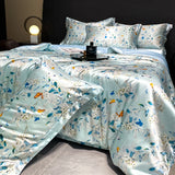 Popxstar  new high-end luxury silky Sleeping naked digital printing washed silk style Bedding Set Duvet Cover Bed Sheet Pillowcases