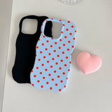 2 IN 1 Polka Dot Case for IPhone 17 16 15 14 13 Pro Max Air Lovely Shockproof Protective Wave Edges Back Cover with Stand Holder