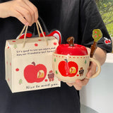 popxstar Mug ceramic underglaze color cartoon cute printing retro with lid large capacity gift box birthday gift desktop ornament Chinese