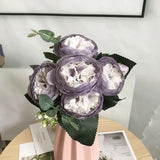 Popxstar 30cm Rose Pink Silk Bouquet Peony Artificial Flowers 5 Big Heads 4 Small Bud Bride Wedding Home Decoration Fake Flowers Faux