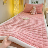 Popxstar Dormitory Single Thick Warm Bed Sheet Winter Milk Velvet Mattress Topper Double Bedspread Thin Bed Pad Mattress Cover Tatami Mat