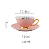 Popxstar  Ceramic Coffee Cup Elegant Flower Tea Cup and Saucer Afternoon Dessert Porcelain Tea Cup Saucer Set Tea Cafe Espresso Cup