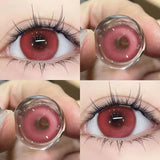 2PCS Red Contact Lenses with Prescription Beauty Pupils Natural Soft Eye Pink Lenses Makeup Cosplay Fast Shipping Yearly