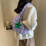 popxstar Women's Bag Korean Version Sweet Girly Style Shoulder Bag Fashion Casual Bubble Dumpling Bag Fold Cloud Bag Fashion Exquisite
