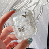 Popxstar Luxury Shell Texture Metal Butterfly Girls Case For Airpods 4 Pro 2nd 1 2 Earphone Box Cover For Apple AirPod 3 Bag with Pendant