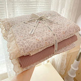 Popxstar  Ins Floral Bedding Set Princess Duvet Cover Set Bed Linen Flat Sheets Set 2 Pillowcases Single Double Queen Size Back To School