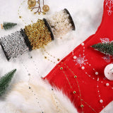 Popxstar 10M 3-8mm Beads Garland Pearl Strands Fish Chain Ribbon for Christmas Tree Wreath Gift Wrapping Decoration