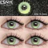Popxstar  1 Pair Green Contact Lenses with Diopter Myopia Eyes Natural High Quality Blue Contacts Lens Korean Lenses Yearly Green