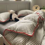 Popxstar  100% Cotton Stripe Bedding set Duvet Cover Set with Pillowcase housse de couette Quilt Cover set King Size