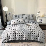 Nordic Style 100% Cotton Duvet Cover Set 1 Duvet Cover 2 Pillowcase Plaid Print Bedding Standard Size Bedroom Decoration