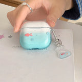 Popxstar  Korea lovely transparent gradient goldfish koi soft earphone case for airpods 4 pro 2 3nd protection cover coque cute pendant