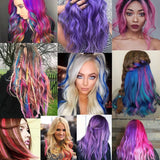 Popxstar 6pcs/pack Clip in Hair Extensions Colored Party Highlights for Girls 22 inches Multi-colors Straight Hair Synthetic Hairpieces