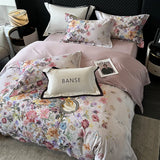 Popxstar  Premium 1000TC Egyptian Cotton American Oil Painting Style Flower Print Bedding Set Duvet Cover Bed Sheet Set Pillowcases 4Pcs