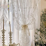 French Romance Ruffle Lace Voile Sheer Curtains for Bedroom Living Room Kitchen White Butterfly Flowers Window Drapes Boho Decor
