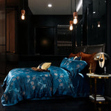 Popxstar  22 Momme Natural Mulberry Silk Luxury Bedding Set Yarn-dyed Jacquard Silk Cotton Duvet Cover Flat Sheet With Pillowcases 4Pcs