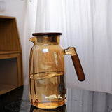 Popxstar  1.8L Pumpkin Glass Water Bottle Household Cold Kettle Kitchen Lemon Beverage Juice Drink  High Temperature Resistance Tea Pot