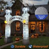 Popxstar 10FT Haunted Cemetery Halloween Inflatable Archway,Inflatable Halloween Arch, Blow Up Yard Decorations