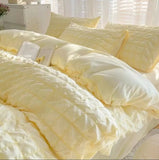 3/4Pcs Bedding Set Solid-Color Minimalist Bubble Gossamer Bed Linen With Ruffles Double Bed Beddings Sets Full Four-Season
