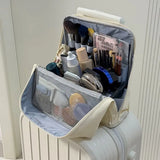 PU Vertical Makeup Bag Multi-layer Solid Color Stationery Storage Bag Square Large Capacity Cosmetics Storage Bag Travel