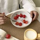 Popxstar 2Pcs/1Pc Ceramic Rabbit Ear Plate Cute Rabbit Ear Plate High-End Dinner Plate Fruit Plate Exquisite Girls Biscuit Plate Home Dessert Plate Suitable for Home Meal Party Dinner Plate Fruit Plate Gift