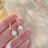 Popxstar Lovely Pearl Bow Earrings for Women Internet Design Versatile Drop Oil Vintage Earrings Fashion Jewelry Party Wedding Gifts