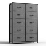 Popxstar Bedside Table For Bedroom With 10 Fabric Drawers Nightstand Storage Cabinet With Steel Frame Clothes Storage Display Cabinet