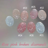 1-6pcs TC New Pink Naked Rose Crushed Diamond Gel Nail Polish Sparkling Explosion Flash Crystal Nail Art Shop Special