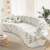 Stretch Shaped Sofa Protector for Living Room Semi-Circular Curved Couch Cover Soft Leaves Sectional Jacquard Sofa Slipcover